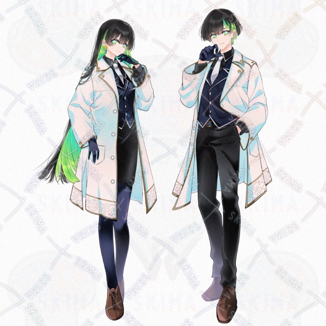 Black and Green Male and Female Character Art with 9 Expression Variations 的商品圖片第 3 張
