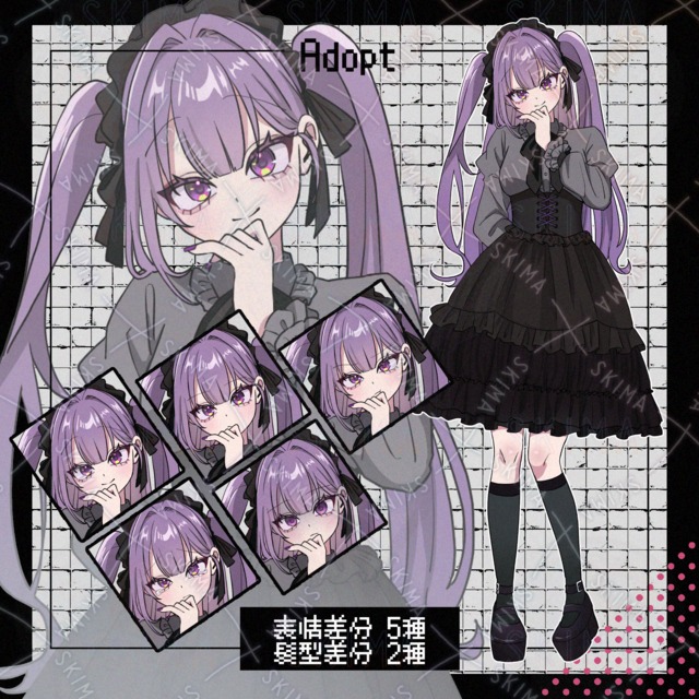 Image of 5 Expression Variations: Gothic Lolita Girl