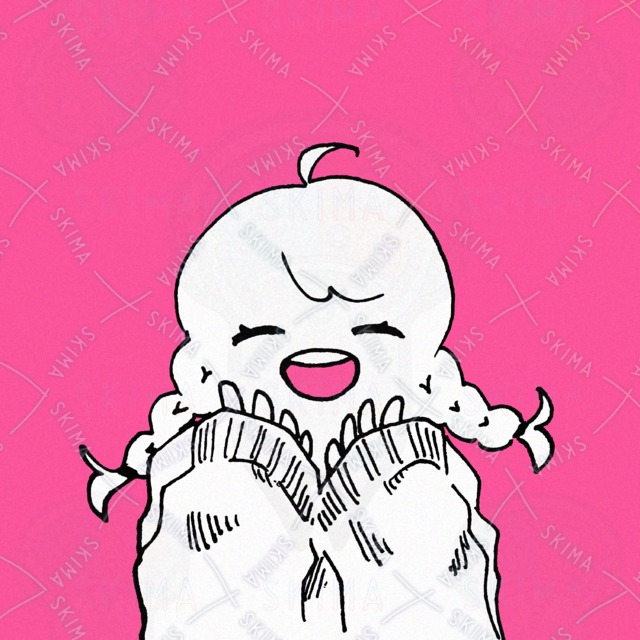 Hand-drawn girl with pink braids—social media icon 的商品圖片