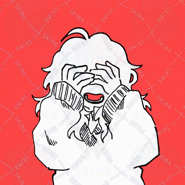 Hand-drawn girl covering face in red—social media icon 的商品圖片