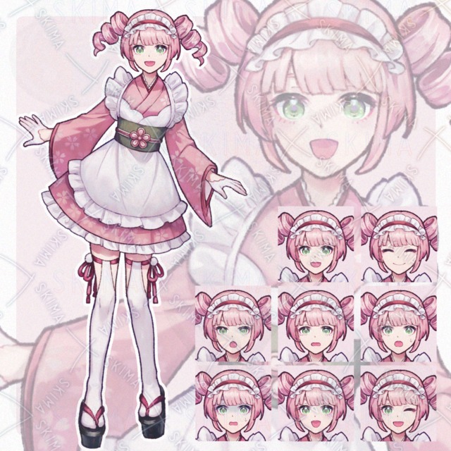 【表情8種】桜メイドの女の子