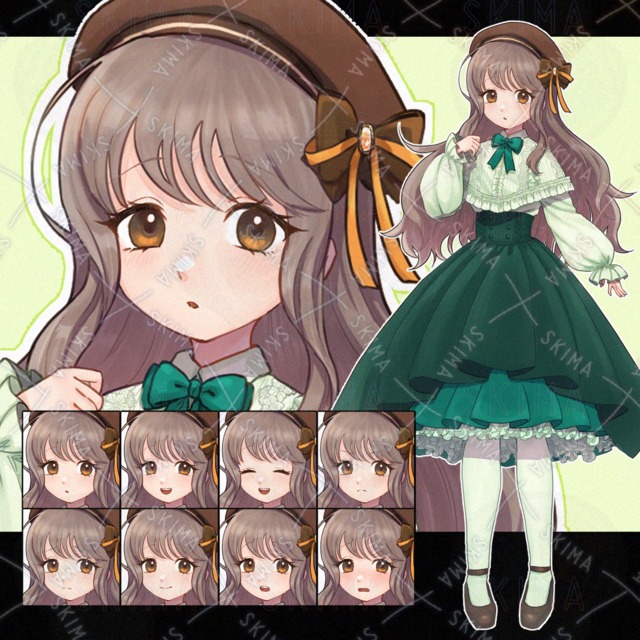 緑ロリータ少女【表情8種】