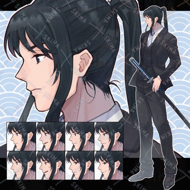 長髪黒スーツ