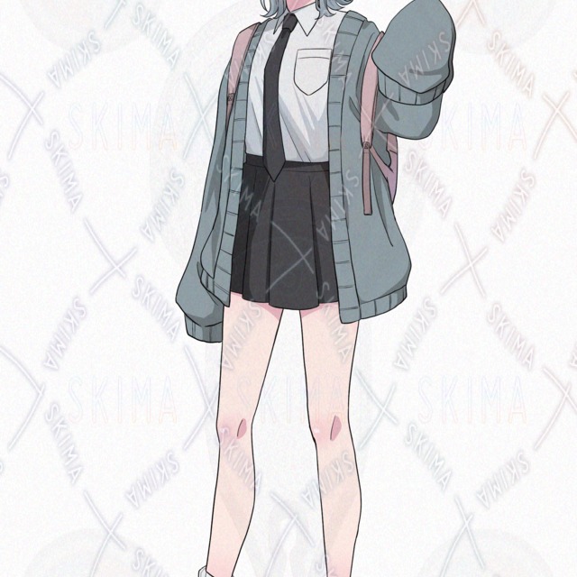 Image 3 of Wolf Cut Student – 5 Expression Variations