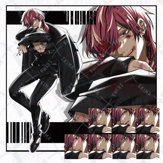 ▶▶【立ち絵】褐色/赤髪男性キャラ【表情9種】の商品画像