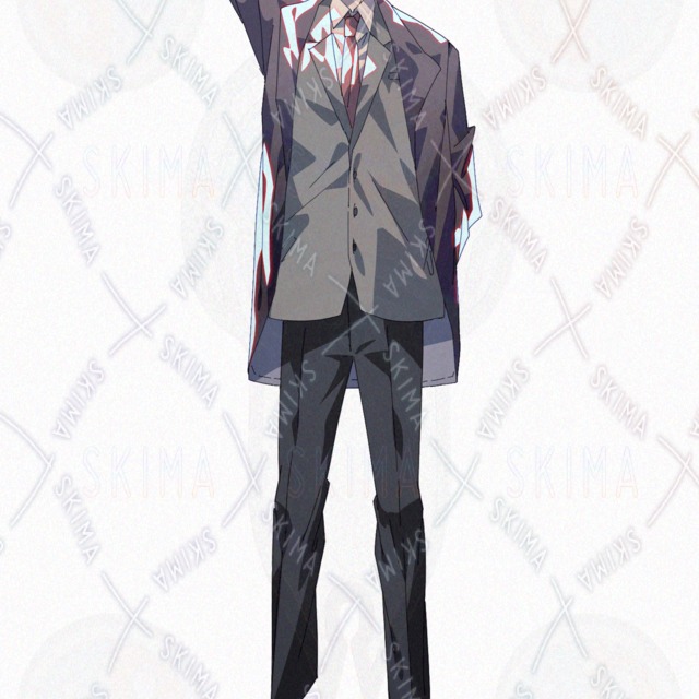 Image 9 of Modern Fantasy Suit – Gray Hair, Black Coat, Multiple Facial Expressions