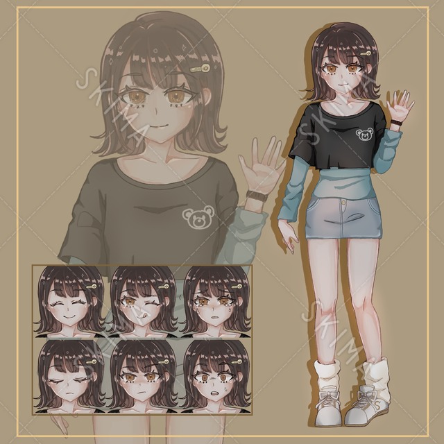 茶色ショート女の子【差分6種】