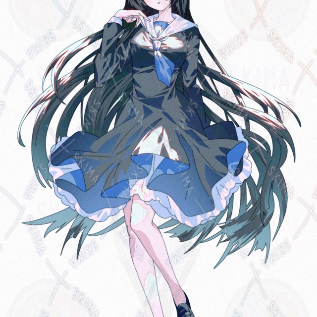 Image 2 of Contemporary Fantasy Sailor School Uniform – Black & Blue Long Version