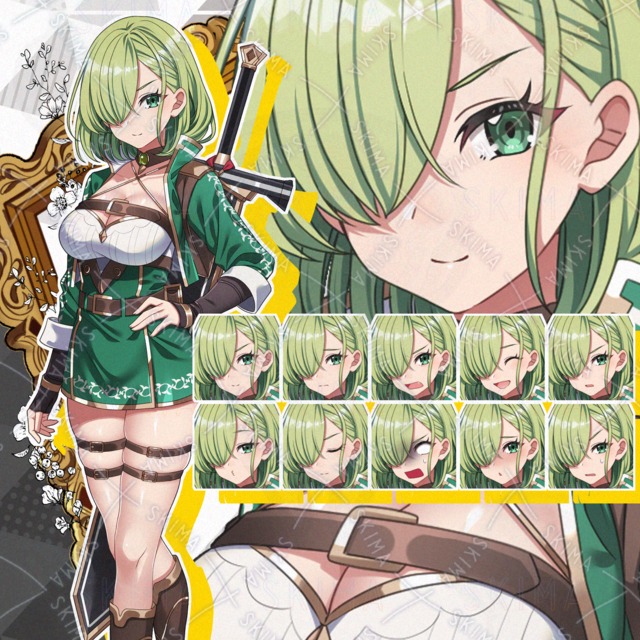 【表情10種】大剣を背負った片目隠れ剣士少女