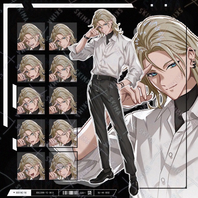 Image of 10 Expressions – Standing Illustration: Blond Man