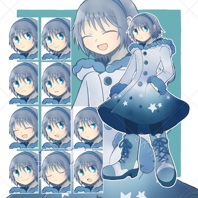 銀髪の女の子or男の子(表情差分10種)