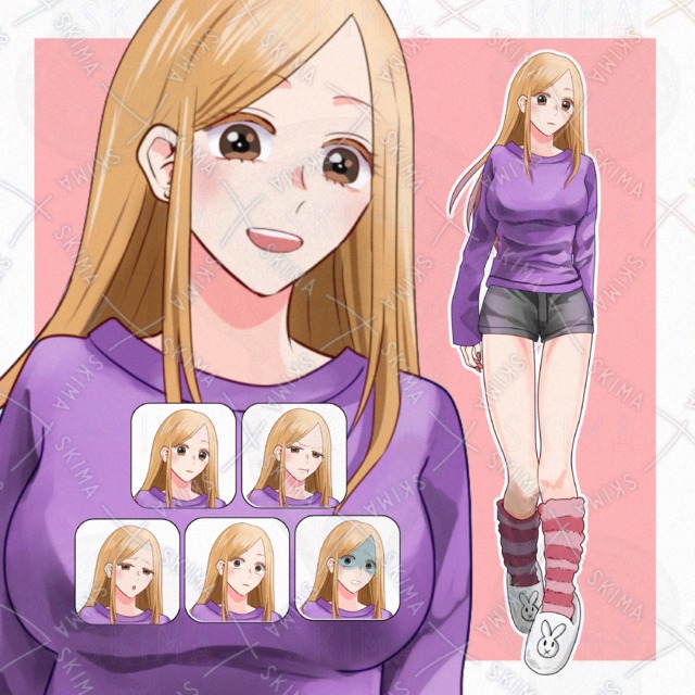 部屋着の女の子【表情6種】