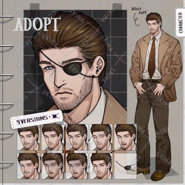 9 Facial Expressions + Eye Patch: Middle-Aged Bearded Man 的商品圖片