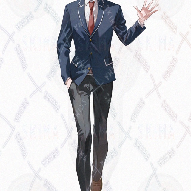 ピンク髪の男子学生【表情10種】の商品画像7枚目