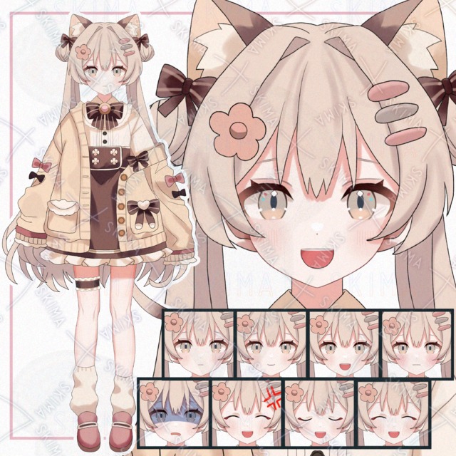 猫耳の女の子【表情8種類】の商品画像