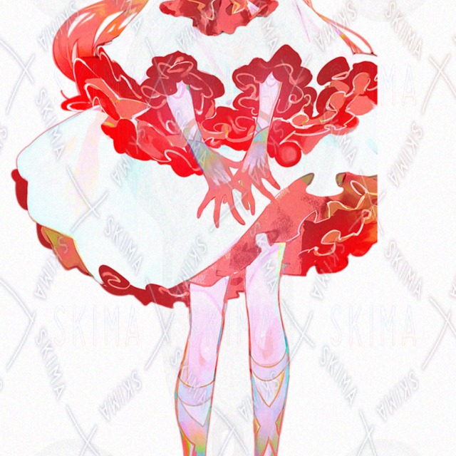 目を閉じたお花の赤い女の子【全身立ち絵+表情差分3種(うち開眼一枚)】の商品画像4枚目