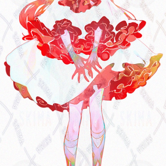 目を閉じたお花の赤い女の子【全身立ち絵+表情差分3種(うち開眼一枚)】の商品画像5枚目