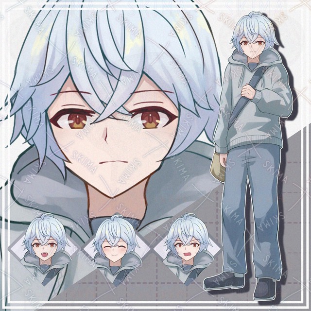 【表情10種】銀髪のパーカー男の子【立ち絵】の商品画像