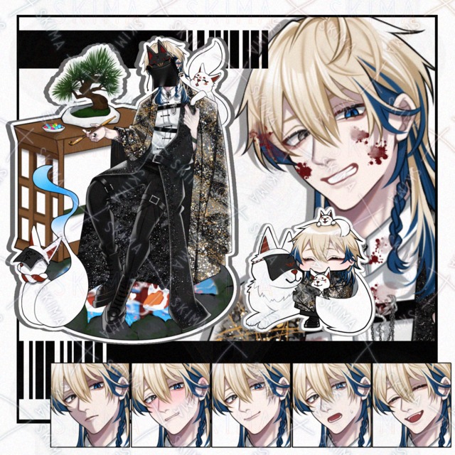 【立ち絵】+ﾐﾆｷｬﾗ/和×洋男性キャラ【表情7種】の商品画像