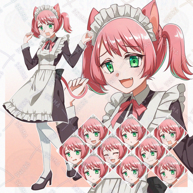 猫耳メイド服な女の子【表情9種】の商品画像