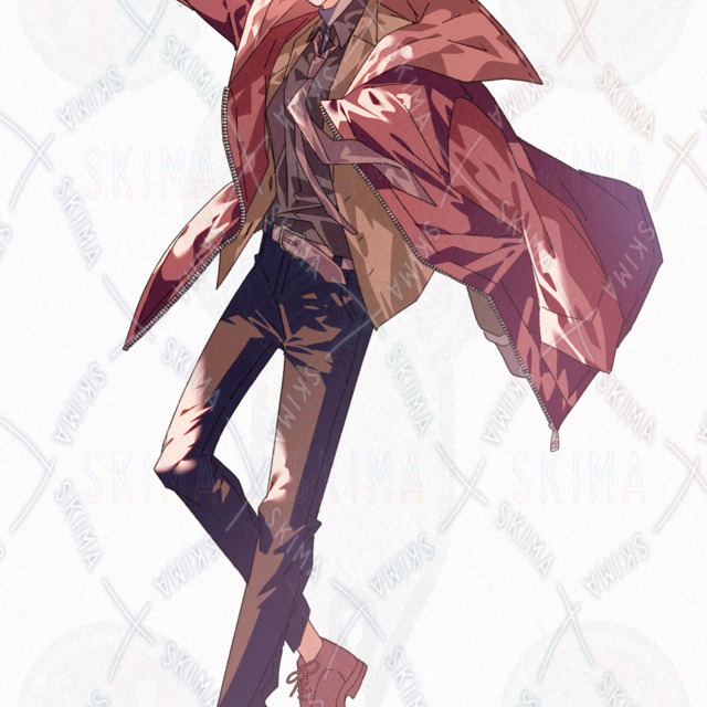 Image 6 of Modern Fantasy Brown-Haired Male Suit with Red Hoodie and Expression Variations