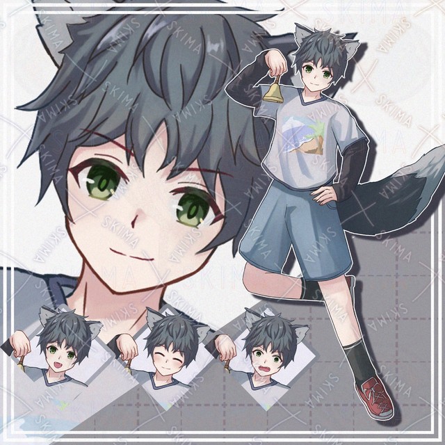 【表情10種】黒髪の狼少年【立ち絵】の商品画像