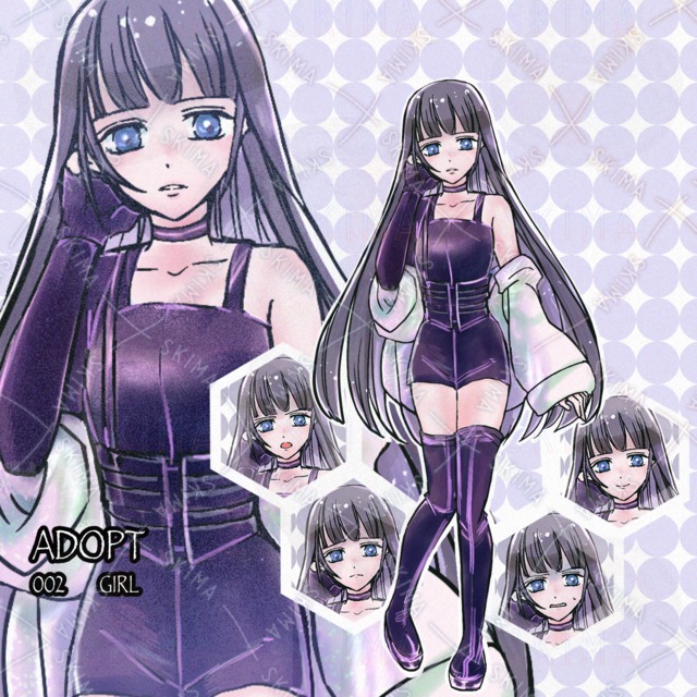 黒髪ロングのクール系少女【差分4種】の商品画像