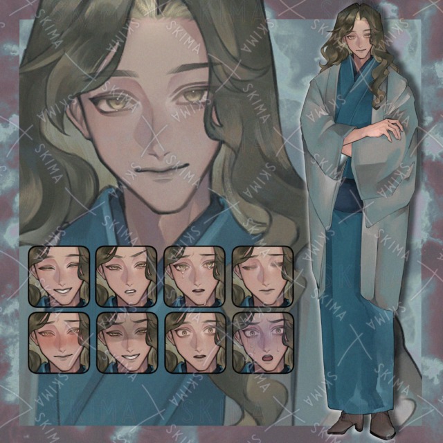 【表情差分9種】怪しげな着物の男性の商品画像