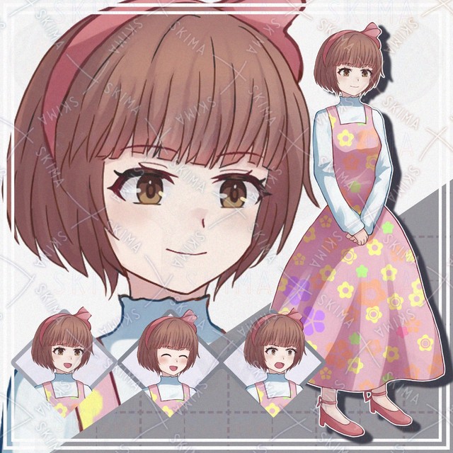 【表情10種】茶髪のワンピース女の子【立ち絵】の商品画像