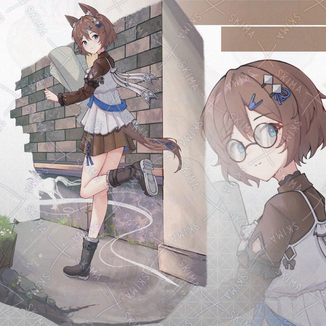 町の馬娘　【表情9種＋背景】の商品画像