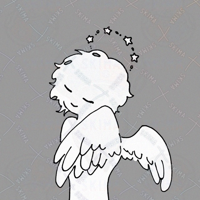 Hand-drawn black-and-white angel illustrations for social media icons 的商品圖片