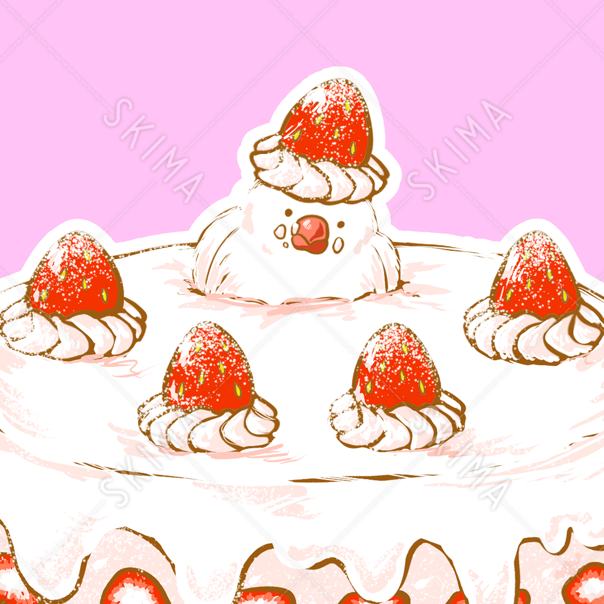 Snsアイコンなどに ケーキつまみ食い文鳥 背景透過あり スキマ スキルのオーダーメイドマーケット Skima