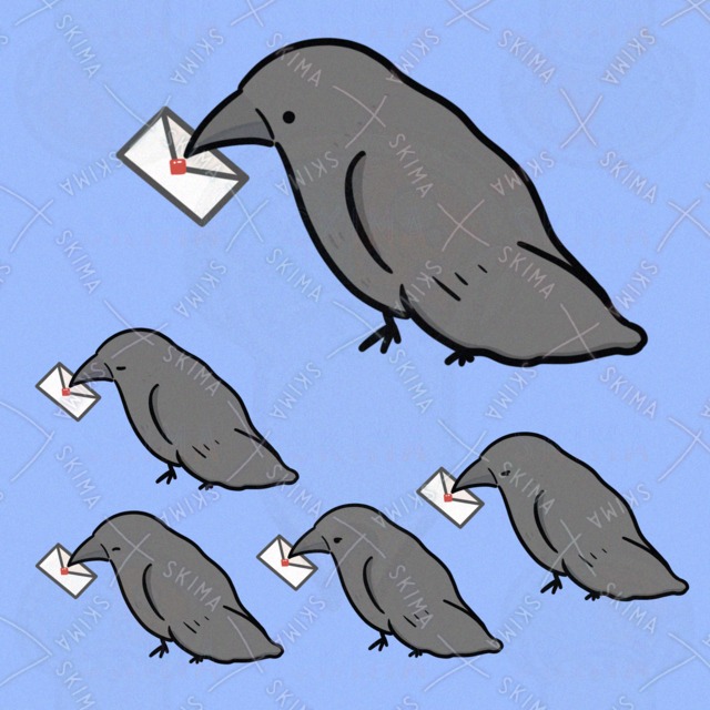 おてがみをとどけたいからす（表情5種類）の商品画像