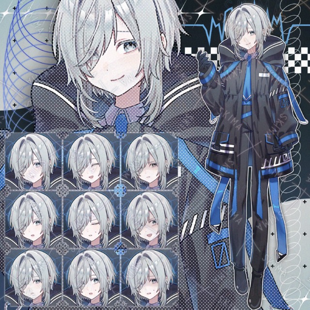 【表情10種】サイバー風銀髪キャラの商品画像