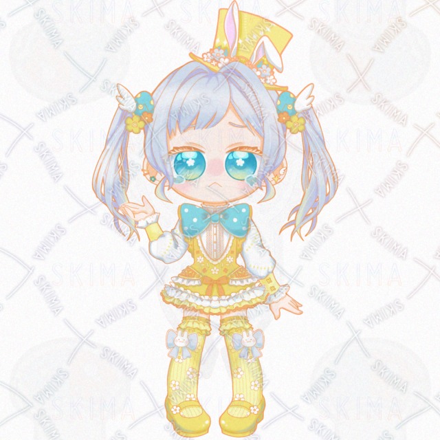 Image 3 of Sweet-Natured Bunny-Eared Easter Girl (Yellow)