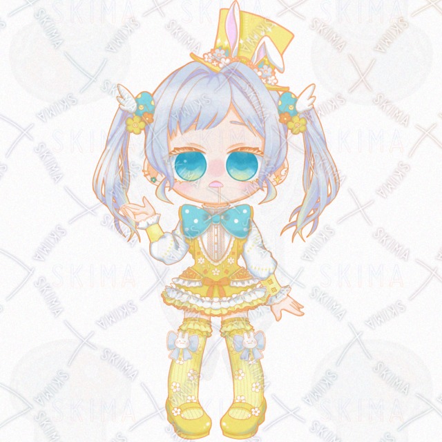 Image 4 of Sweet-Natured Bunny-Eared Easter Girl (Yellow)