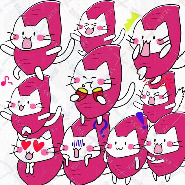 고구마를 너무 좋아해서 고구마와 합체한 흰 고양이 상품 이미지