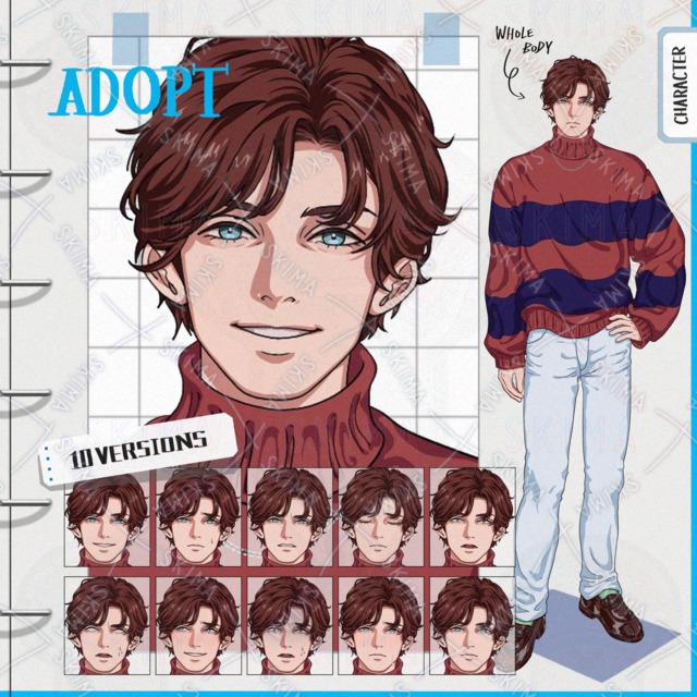 Image of 10 Expressions: Man in a Striped Sweater