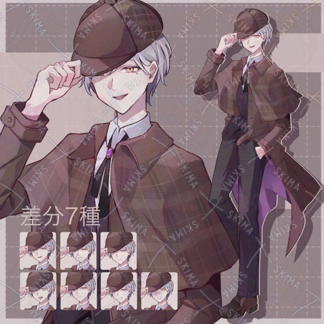 Image of Suspicious Silver-Haired Detective TRPG Character Art