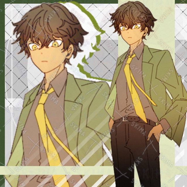 Image of Modern Fantasy School Uniform – Tan Skin, Black Hair, Green Suit