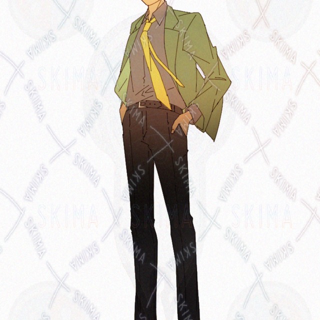 Image 2 of Modern Fantasy School Uniform – Tan Skin, Black Hair, Green Suit