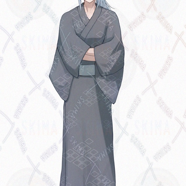 【表情10種】和服の銀髪男性【立ち絵】の商品画像10枚目