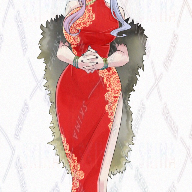 Image 7 of Chinese-Style Dress Girl Illustration Set: 7 Expressions, Standing Pose, Transparent Background