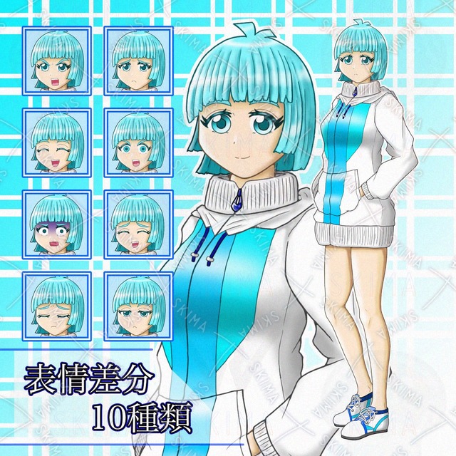 パーカーの女の子　表情差分10種類の商品画像