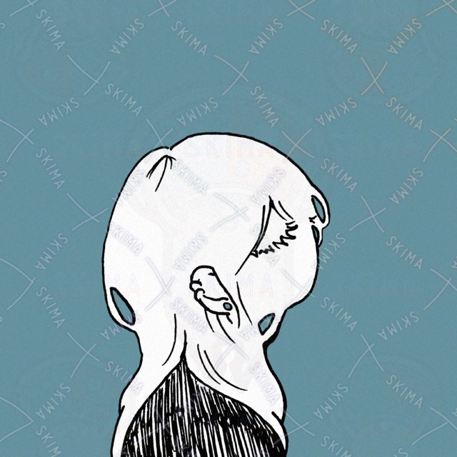 Hand-drawn illustration of a girl's profile with earrings, for use as a social media icon 的商品圖片
