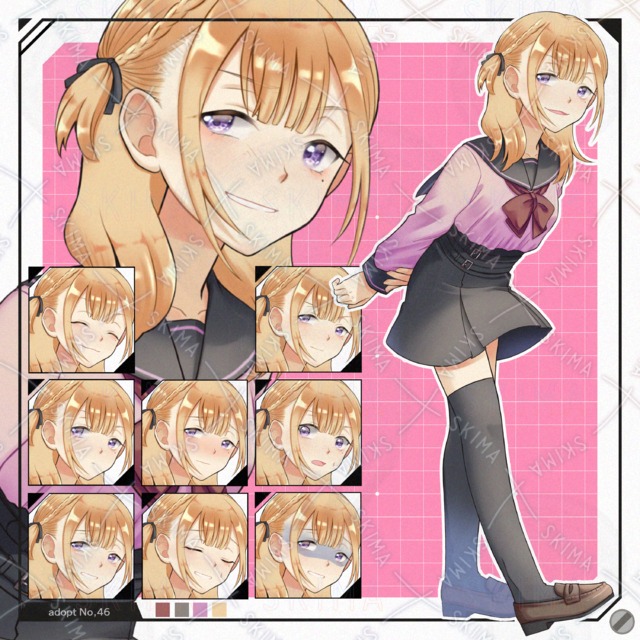 ピンクセーラー服の女の子【表情10種】の商品画像