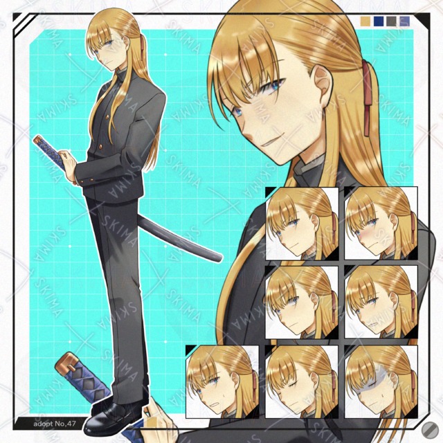 長髪の学ランの男の子【表情９種】の商品画像