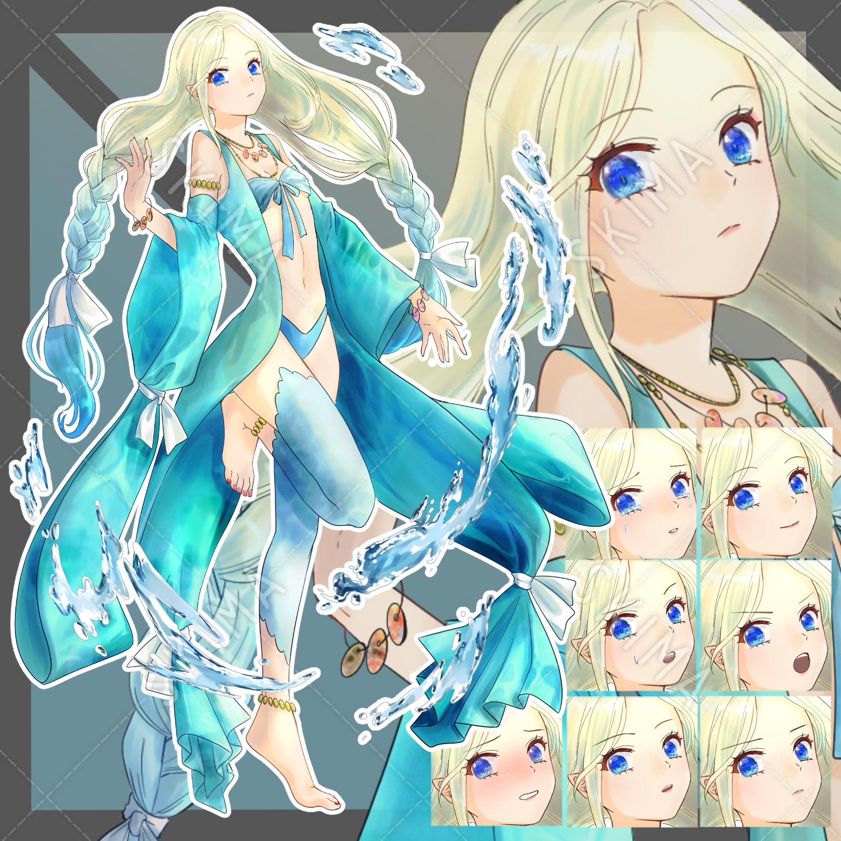 水精霊風の踊り子 表情差分8種 水エフェクト スキマ スキルのオーダーメイドマーケット Skima
