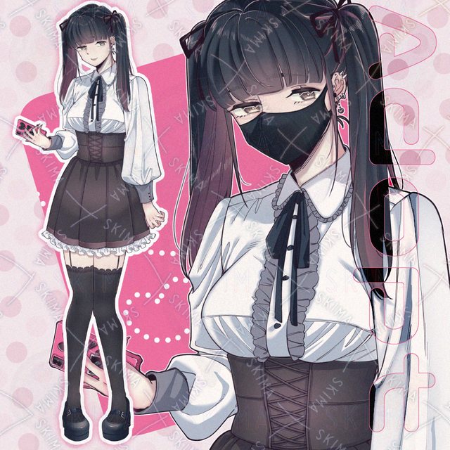 地雷系の女の子立ち絵【表情９種＋マスク】の商品画像