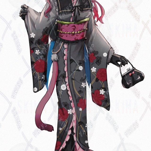 Cat-Themed Gothic Lolita Kimono Girl [6 Expression Variations] 的商品圖片第 5 張